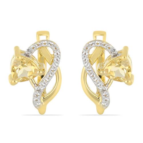 BUY 925 SILVER NATURAL CITRINE GEMSTONE STYLISH EARRINGS